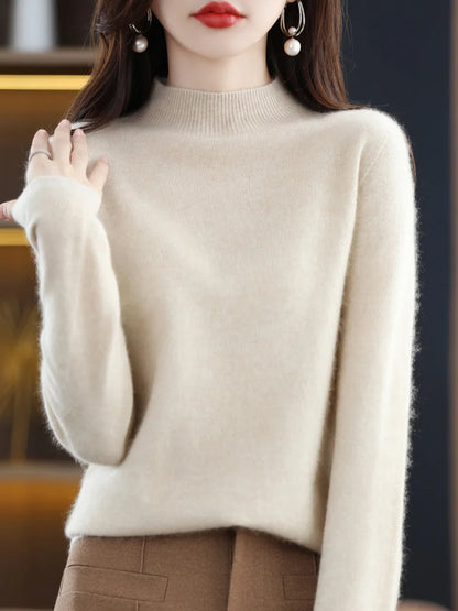 Wool-Blend Mock-Neck Sweater