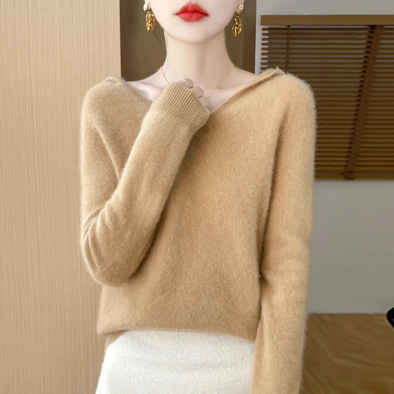 Hooded Wool-Blend Pullover Sweater