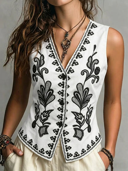 Embroidered Cotton Waistcoat