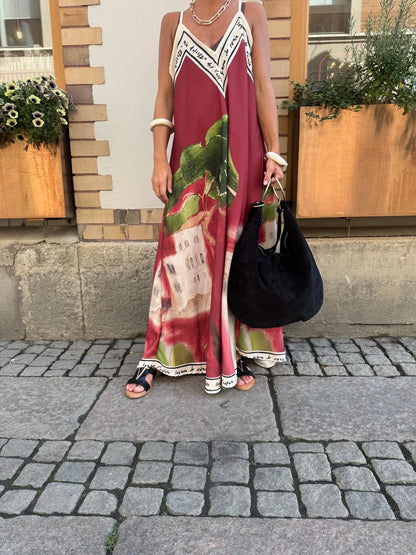 Printed A-Line Strappy Maxi Dress