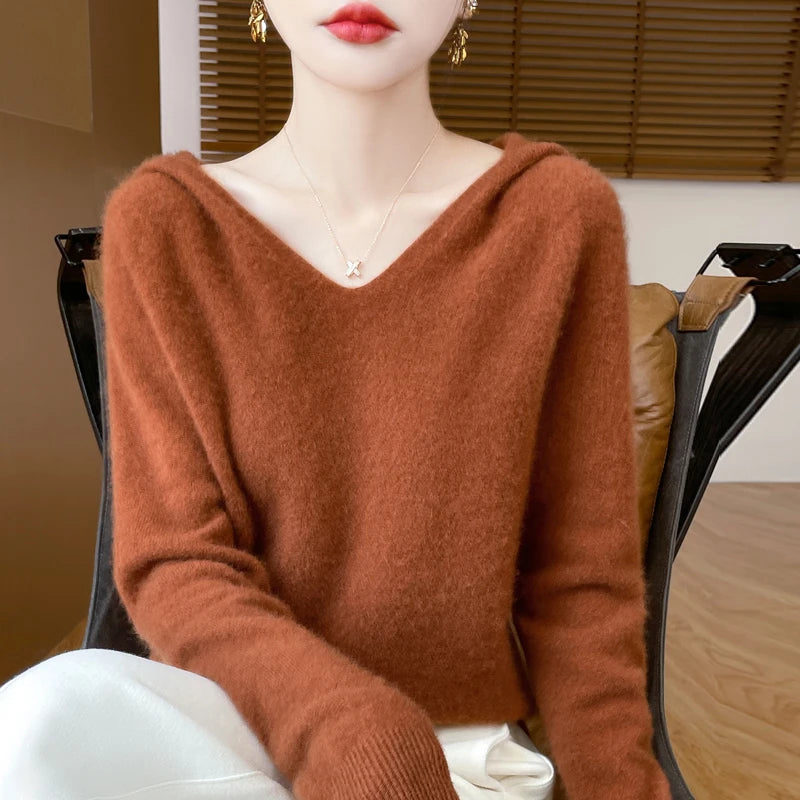 Hooded Wool-Blend Pullover Sweater